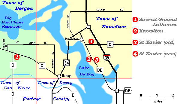 Bergen and Knowlton Township map