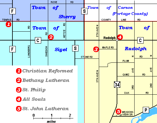 Rudolph and Sigel Township map